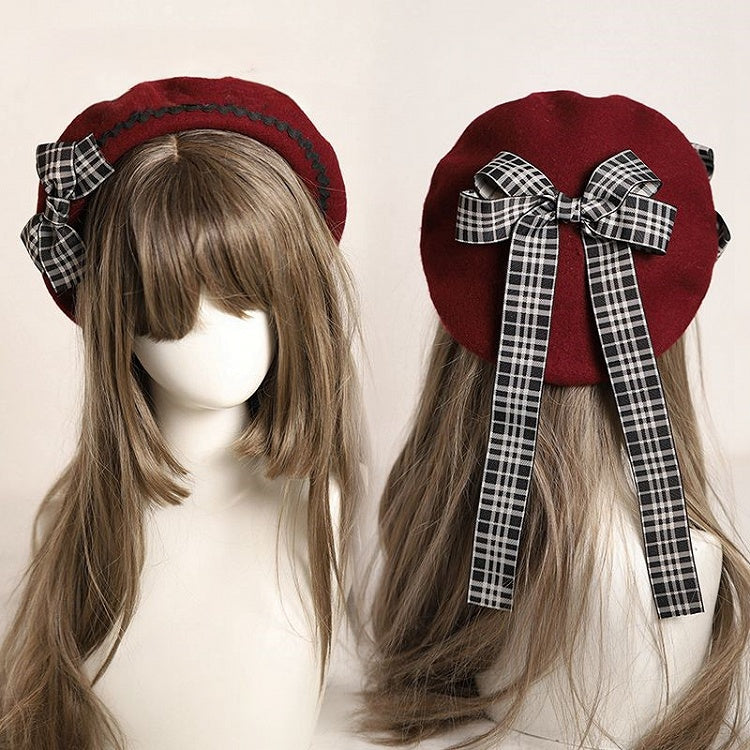 – Schleife mit kariertem Barett 10 Akzente Verzierte Optionen Farbe