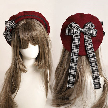 – Schleife mit kariertem Barett 10 Akzente Verzierte Optionen Farbe