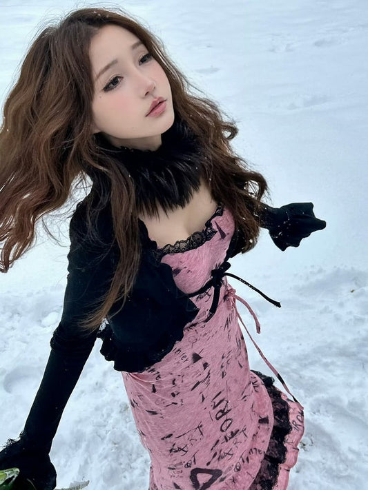 Black Bell Sleeves Cropped Top