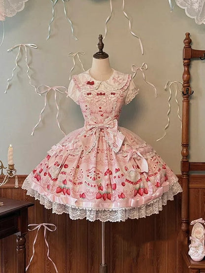 Peter Ärmel Verzierter Kragen Pan Puff Bluse Schleifen Weiß Rosa