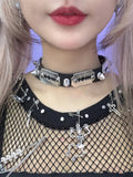 Black Studs Rock Punk Choker Details