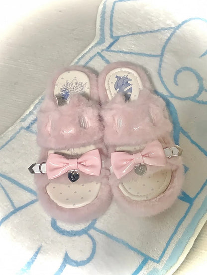 Kei Plush Slippers Rebellious Jirai Embroidery Pink Kitten -