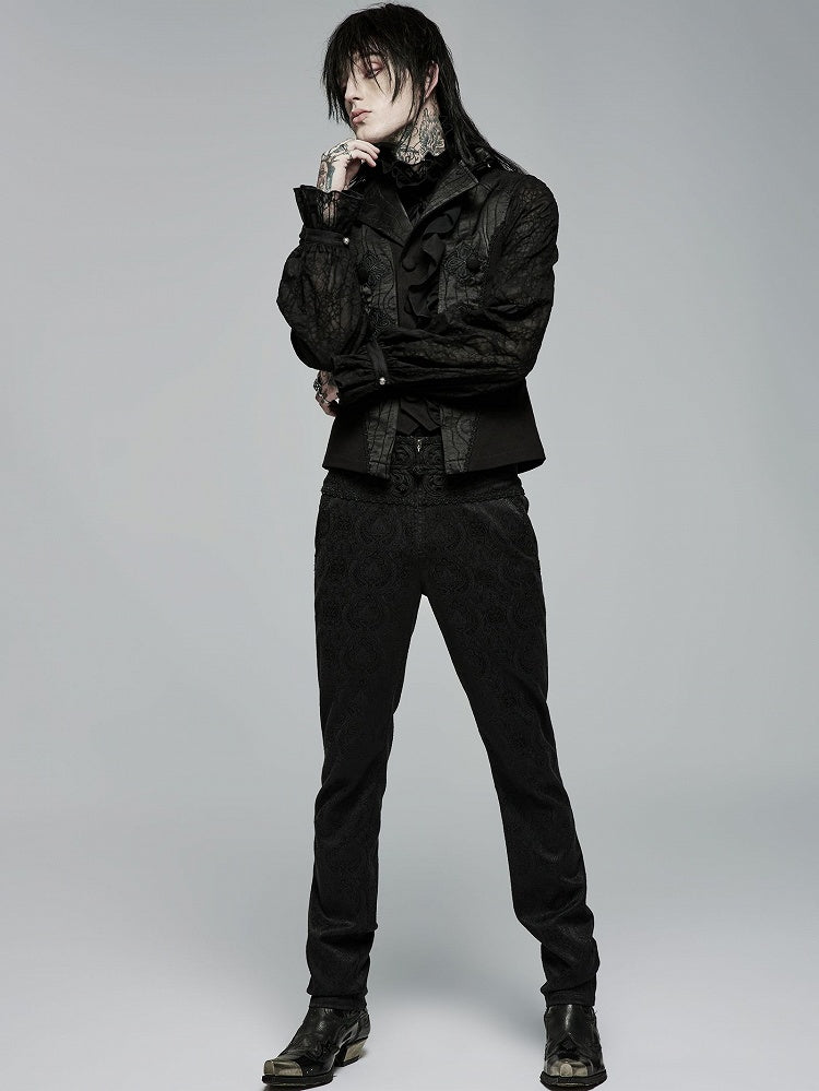 Vest Men's Black Jacquard Noble Gothic