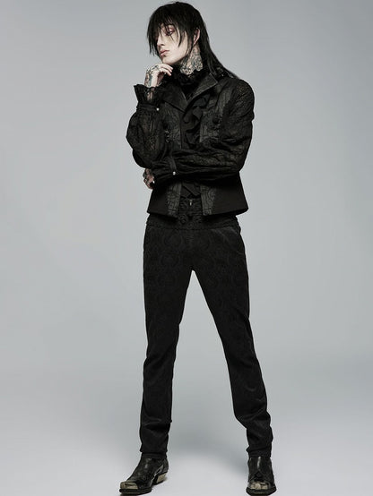 Vest Men's Black Jacquard Noble Gothic