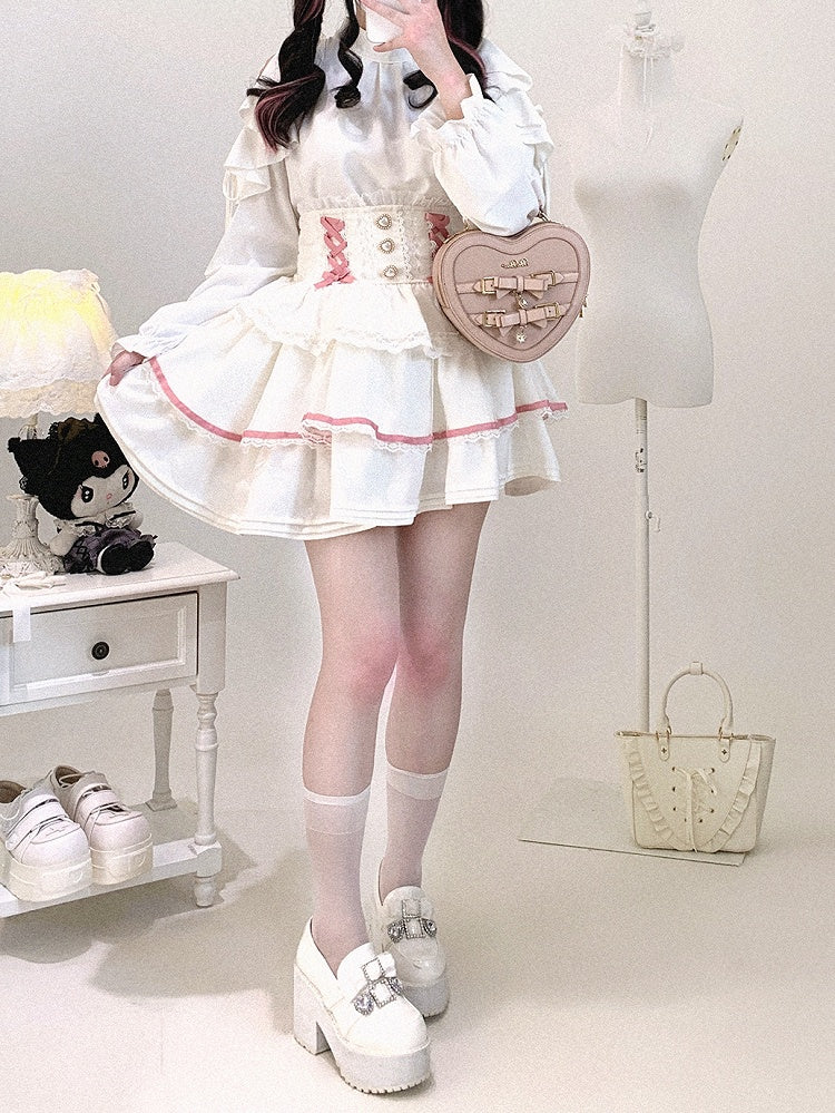 Kei Chiffon | Blouse Cut-Out Flounce Shoulder Seiso Style Jirai