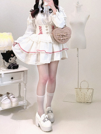 Kei Chiffon | Blouse Cut-Out Flounce Shoulder Seiso Style Jirai