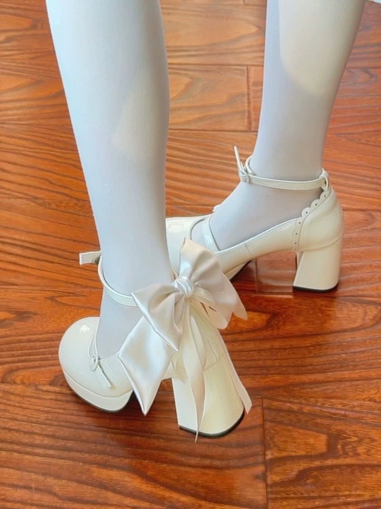 Snap White High-heel Elegant Janes Closure Lolita - Mary Toe Round