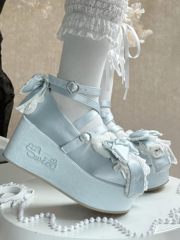 Ear Plush Sweet Accents Blue Platforms with Lolita Bear