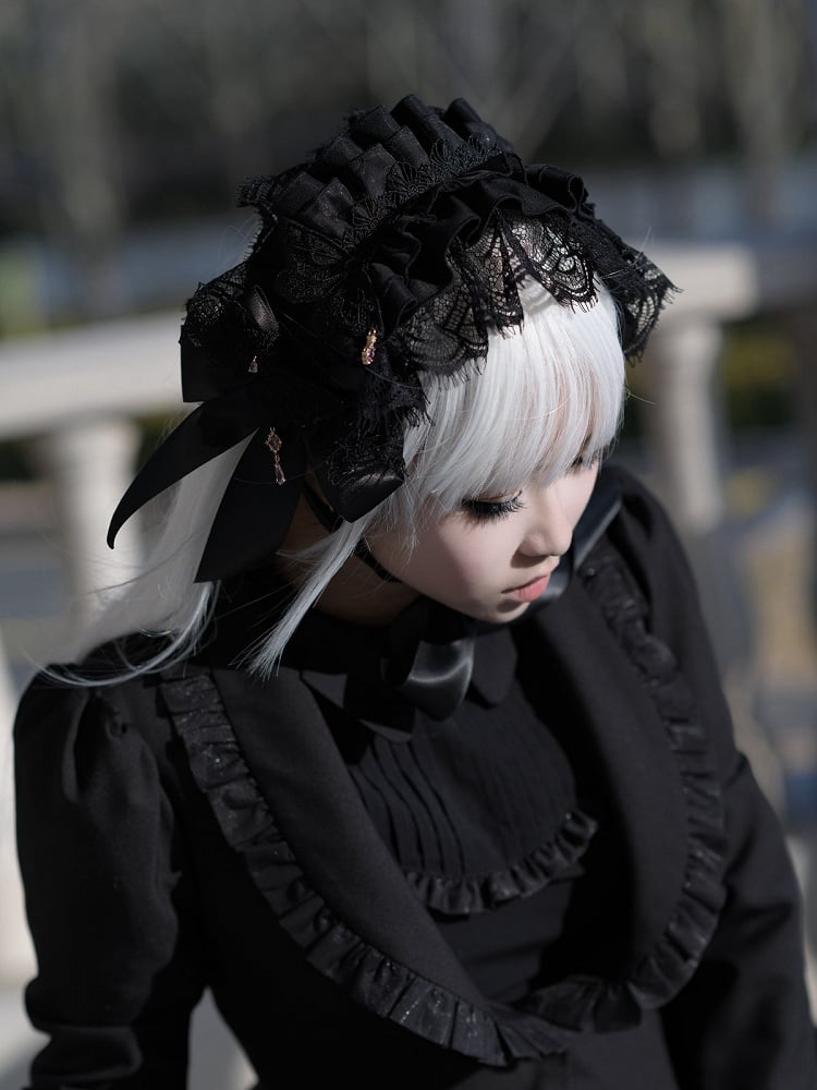 All Black Gothic Lolita Hairband