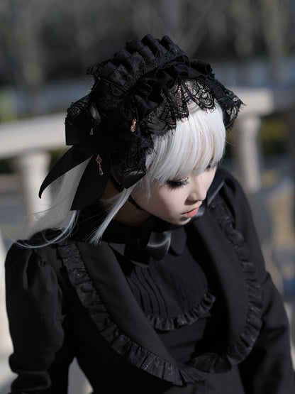 All Black Gothic Lolita Hairband