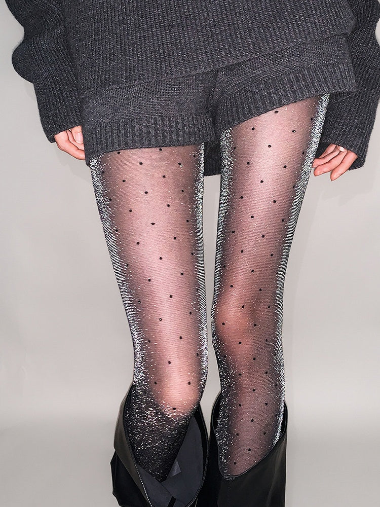 Sheer Sparkle Black Pantyhose Dot