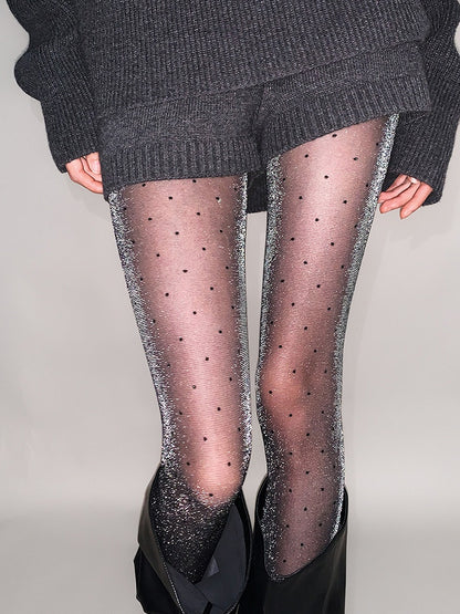 Sheer Sparkle Black Pantyhose Dot