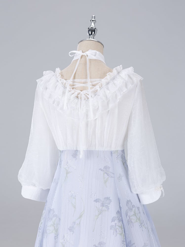 Halter Edward White Floral Piece Neck and One Summer Print Purple