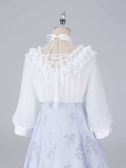 Halter Edward White Floral Piece Neck and One Summer Print Purple