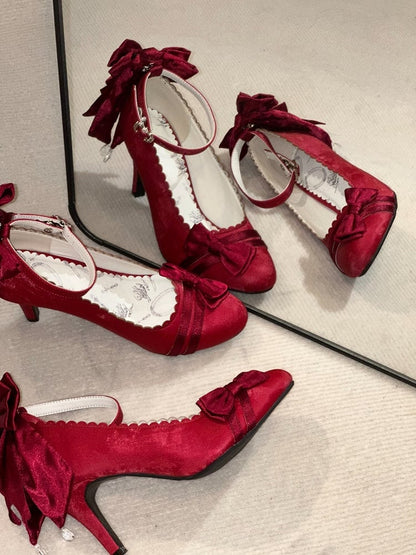 Escarpins Lolita Rouges 7,5cm avec Nœud - Mercure Clignotant