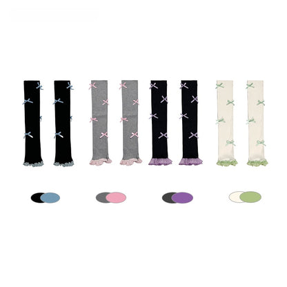 Warmers Leg 4 with Bowknots Ballet-Style Split-Design Colors Ruffle