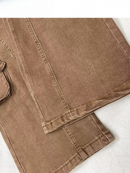 Wasteland Silhouette Flare Schnürjeans Punk Detail Braun Kaffee