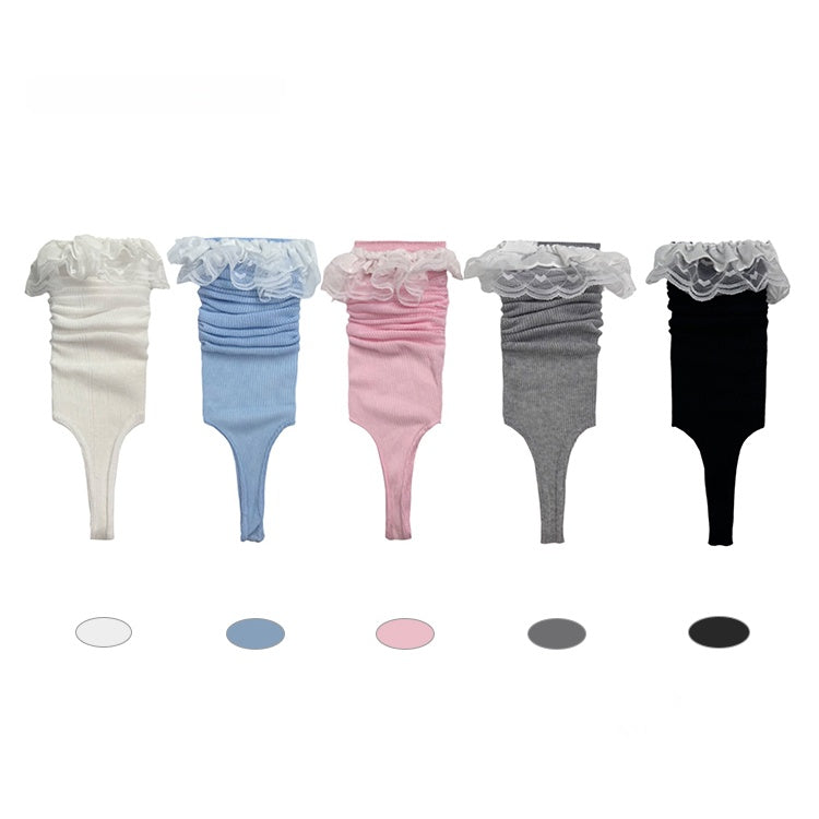 Lace Footed Leg Warmers 5 Colors Trim