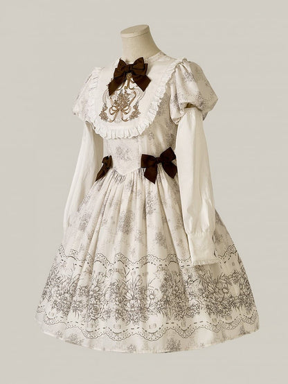 Beige/White Cotton Detachable Lolita Sleeves