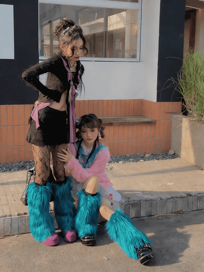 Blue Peacock Shaggy 20CM/30CM/40CM Warmers Leg Y2K