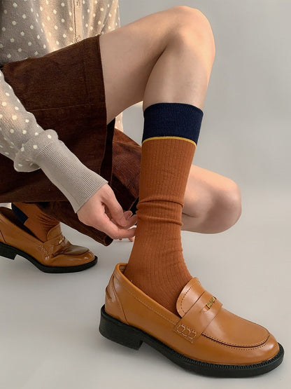 Contrast-Top (Multi-Color Options) Socks Ribbed Calf