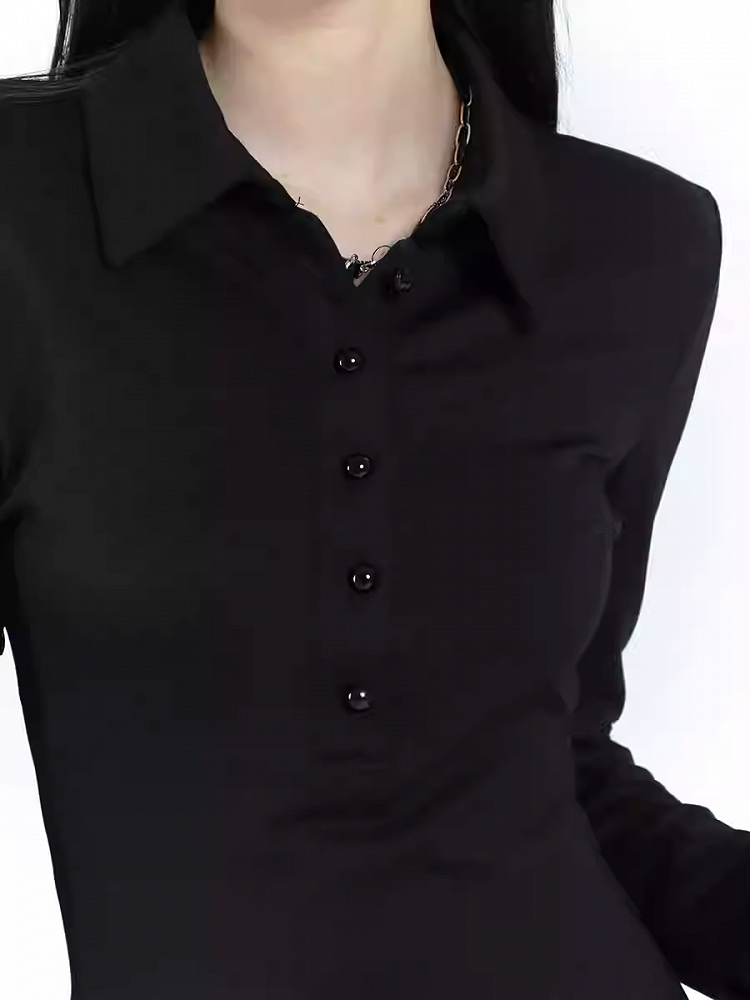 Black Slim-fitting Shirt Dress