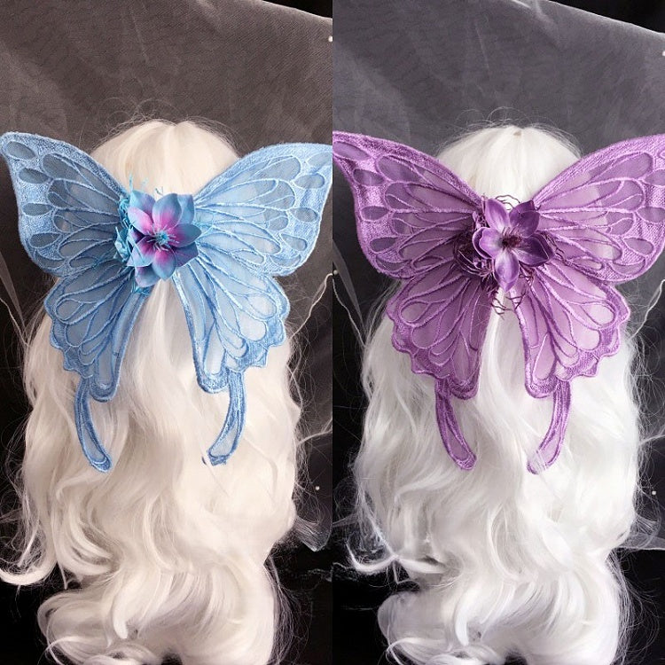 Decorated Option Large Hairclip Butterfly 3 Floral