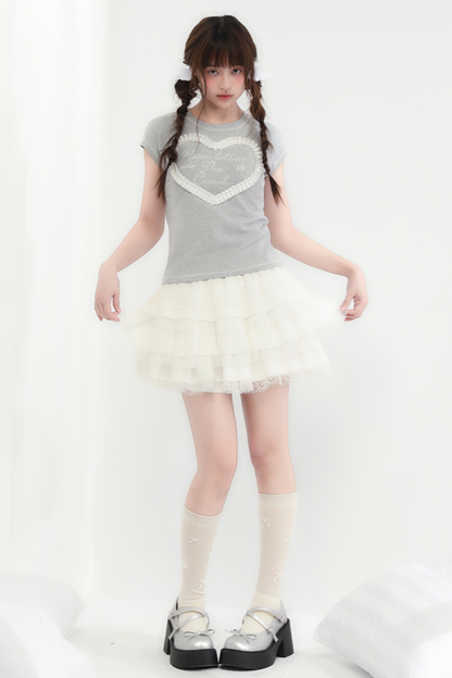 Rock Flare Weiß Süße Spitze