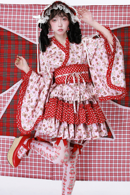 レトロポップな着物ロリータトップス