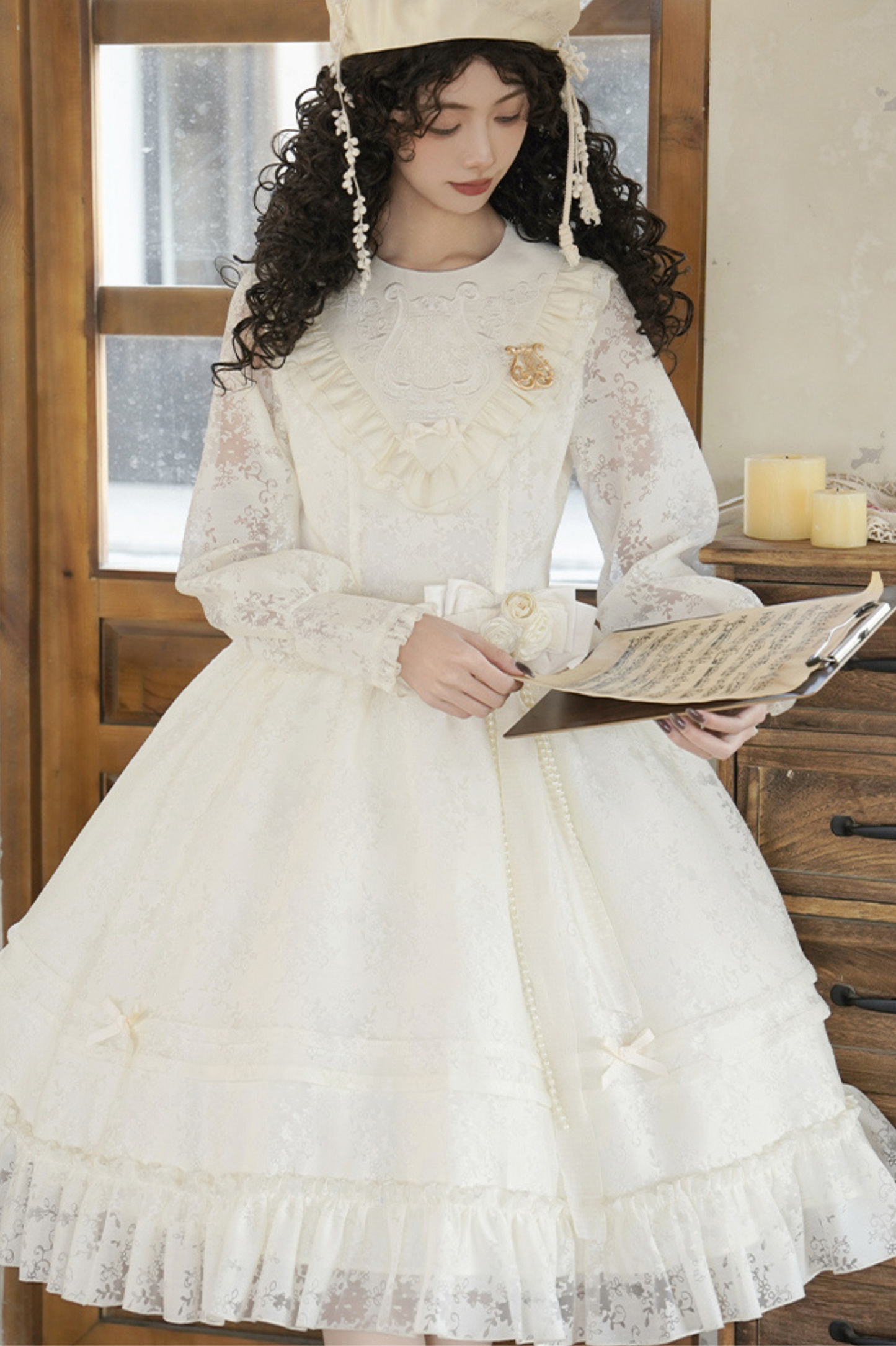 Schal Weißes Kleid Lolita Spitze Sweet Cracolor +