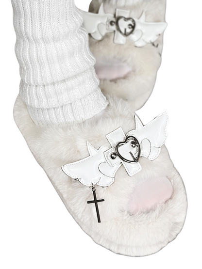 Plateau-Hausschuhe aus Fell DeVille Shoes Angel