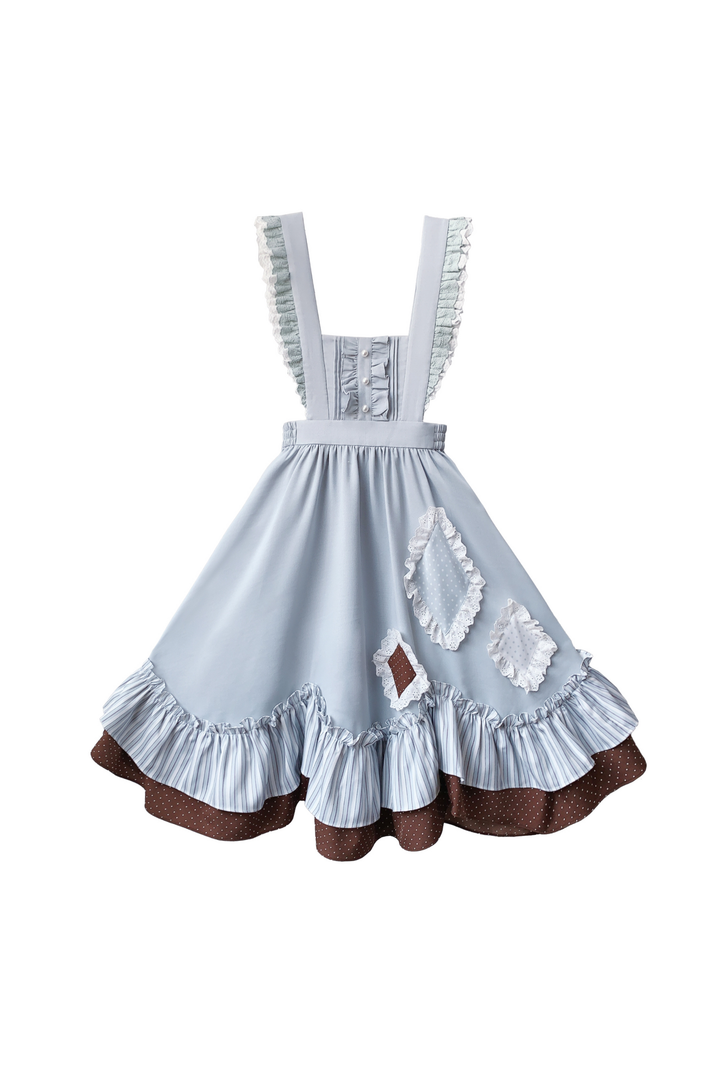 リボンシャツ レトロなヘアゴム ご予約＋ブローチ アリス風クリップスカート サスペンダー