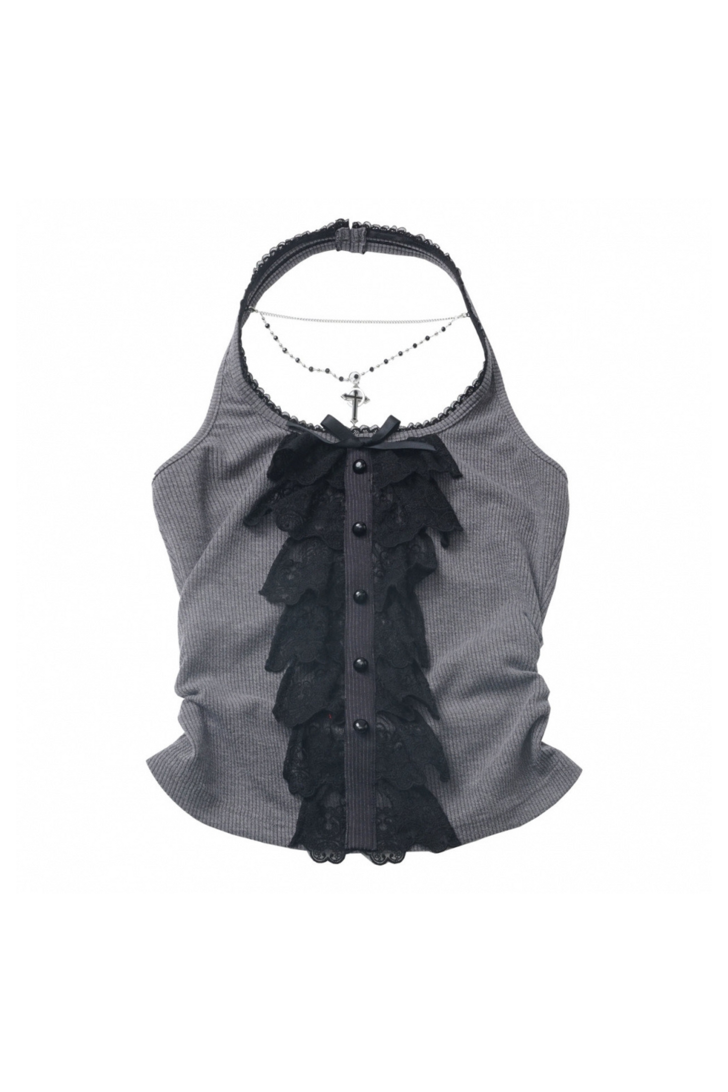 short neck cardigan lace top halter skirt + Vintage