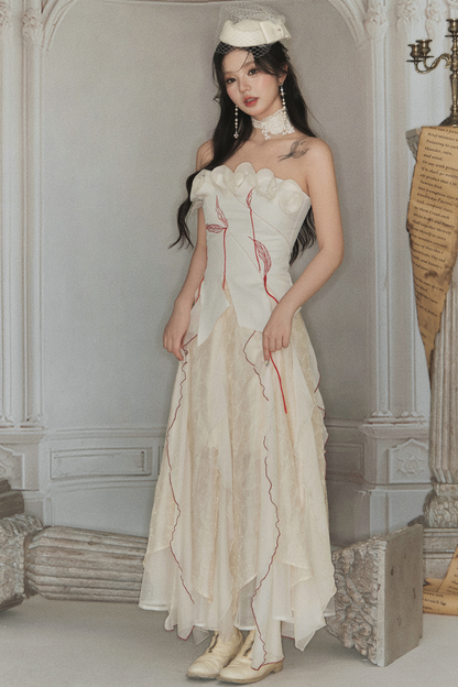 ビスチェ + クラッシュヘビーローズスカート