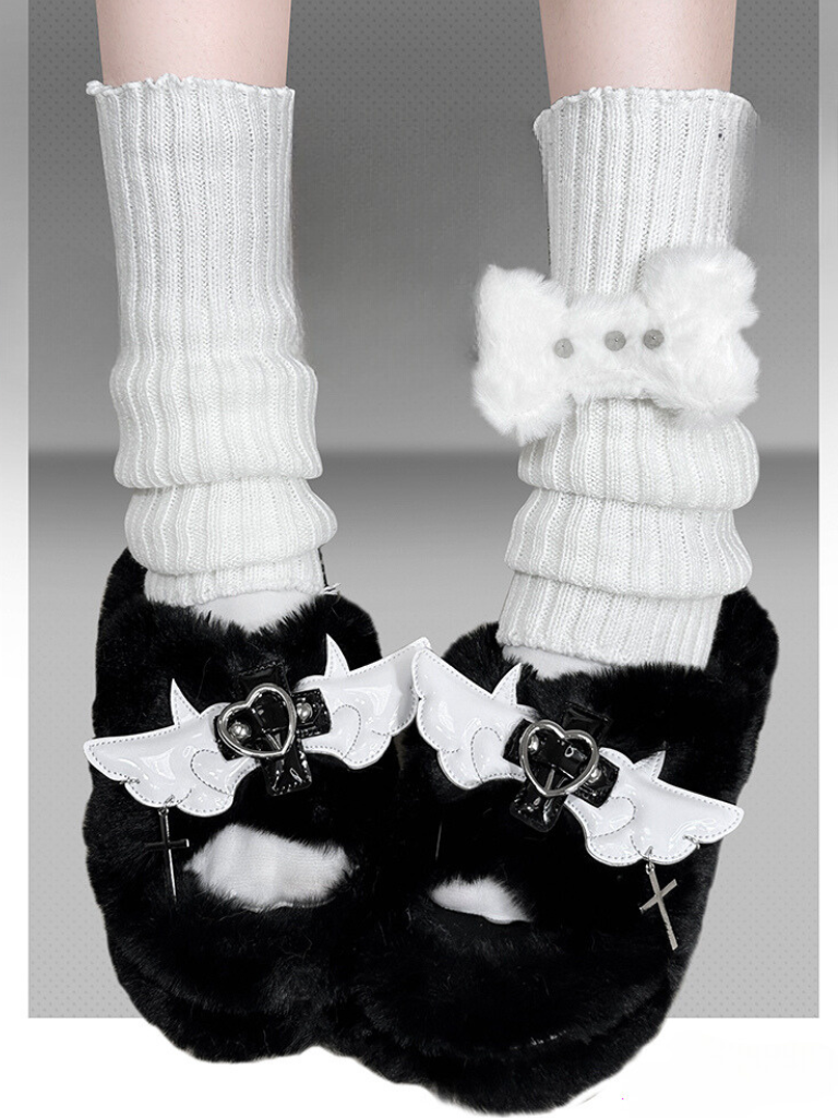 Plateau-Hausschuhe aus Fell DeVille Shoes Angel