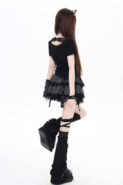 トップス ダーク クロップ シック ホロウ