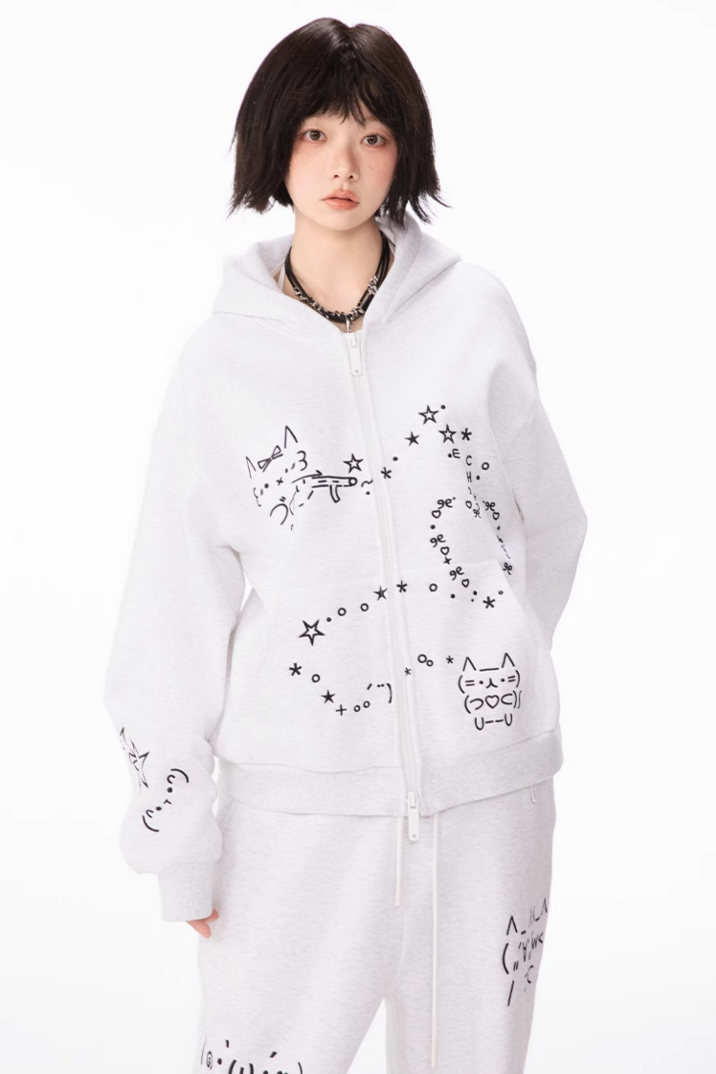 レッグボアフード付き+コンピューターパーカースウェットパンツストレート