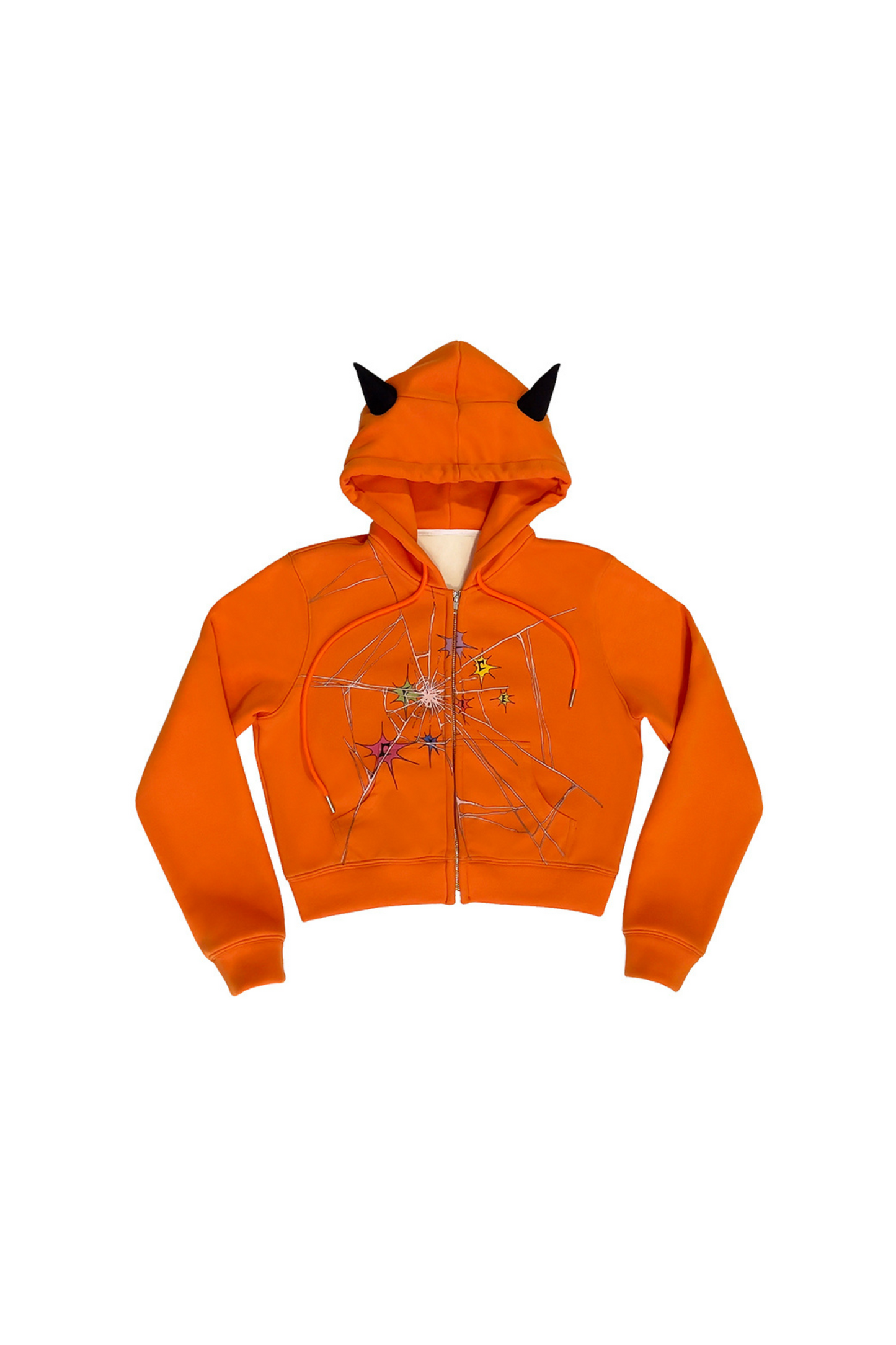 デビルポイントクラックルフード付きショートスウェットシャツ