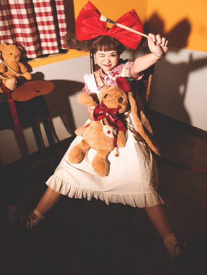 Apple Pie Little Painter Plüschhasentasche, Braun und Rot