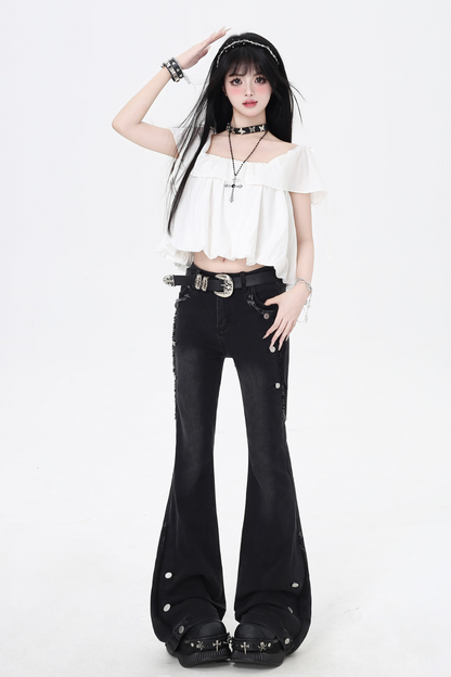 フレアジーンズ ウエストハイ マイクロスリム ヴィンテージ