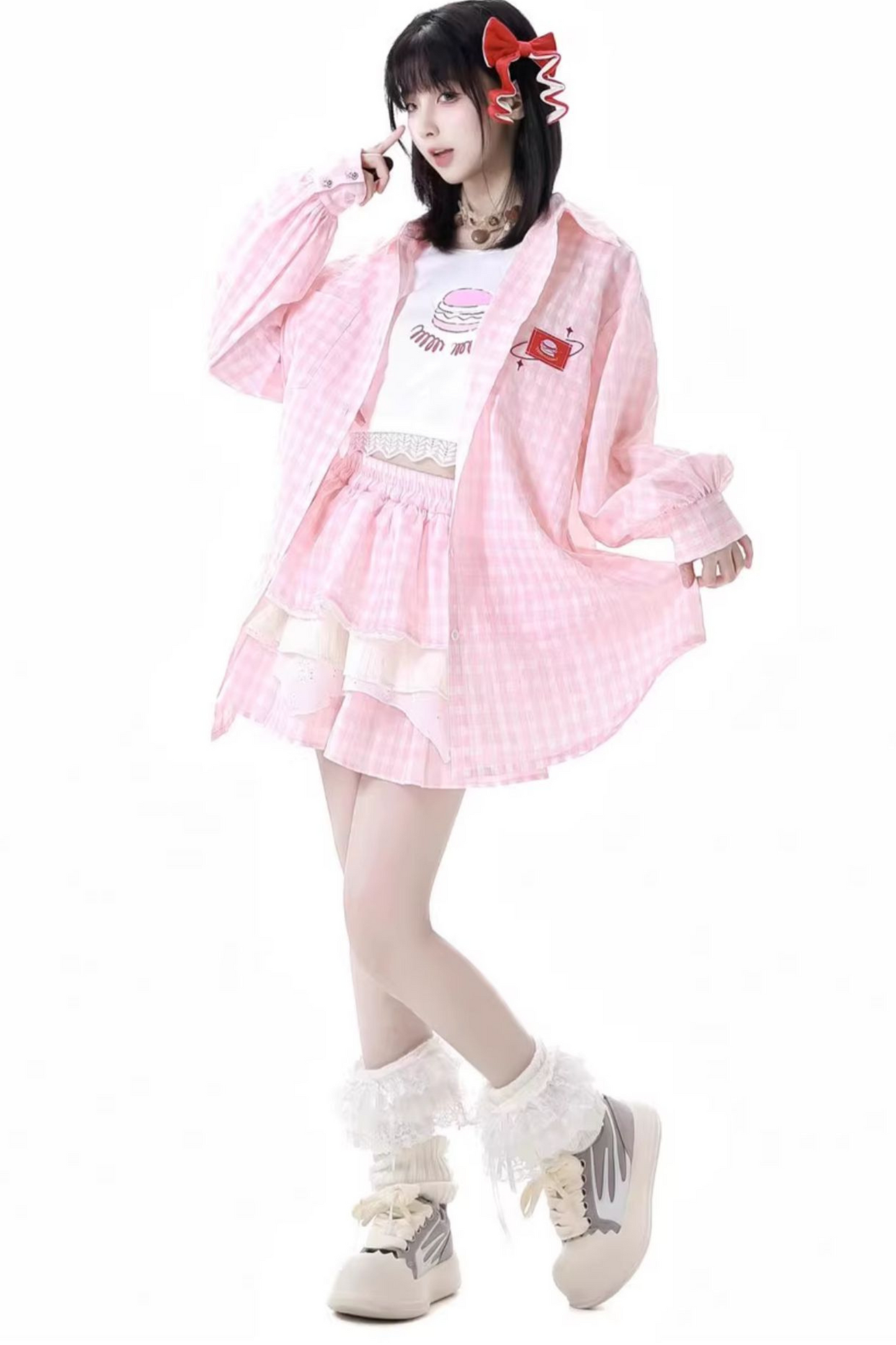 トップケーキ オーバーシャ​​ツ ノースリーブスカート +