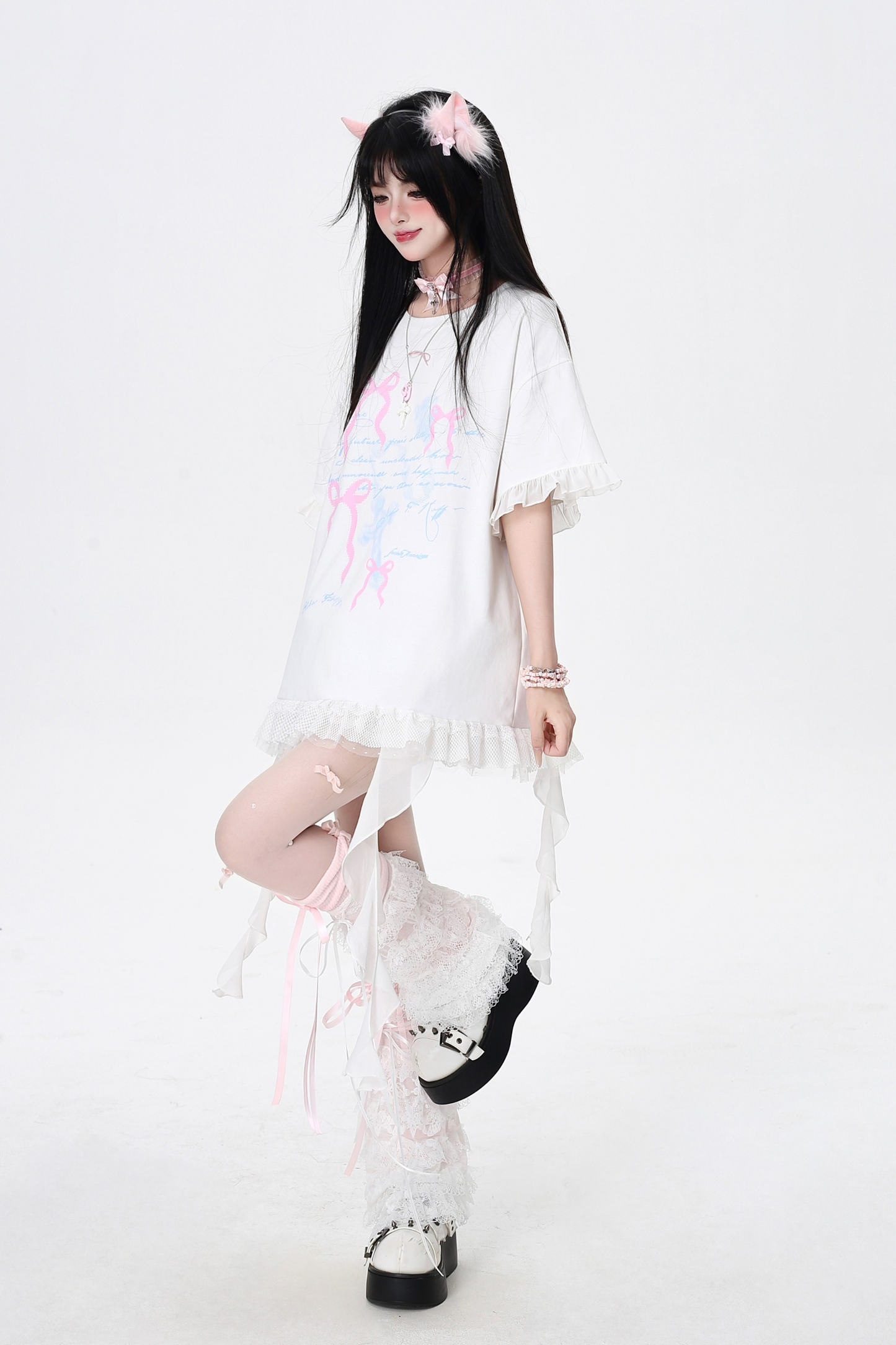 ベルトリボン Tシャツと合わせてゆったり