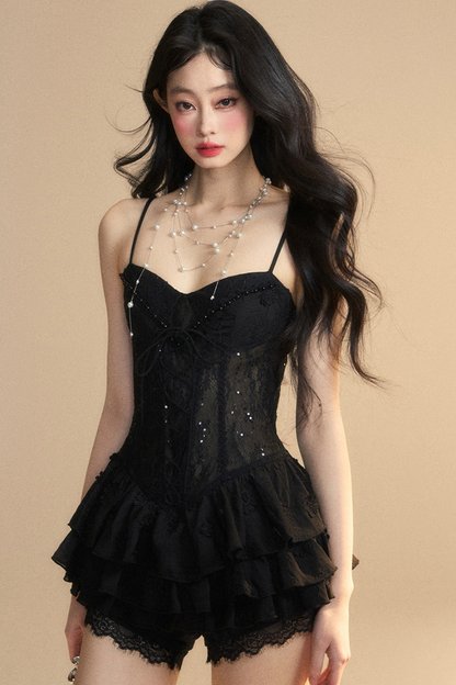 One-Shoulder French Cami Spitzenkleid Soul