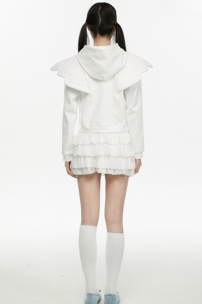 White Wings Kapuzen-Engel-Hoodie kurz
