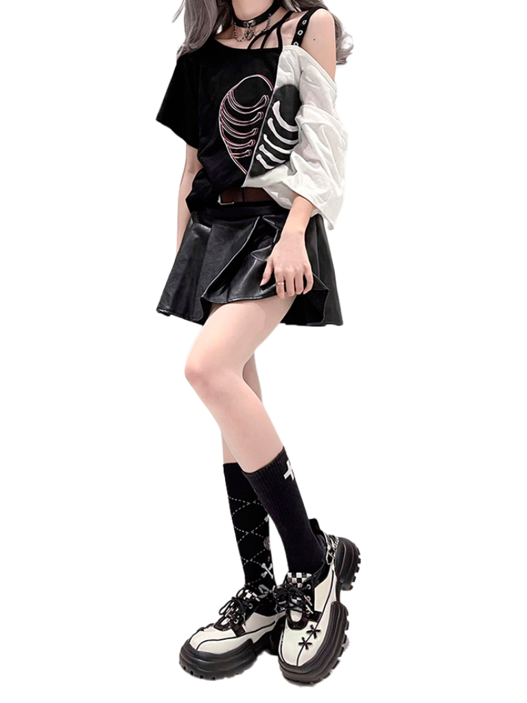 Checkerboard Punk Platform Shoes