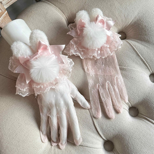 (With Accents) Glove Ear Sets Sweet Rabbit Pastel Wrist Lolita Cuff