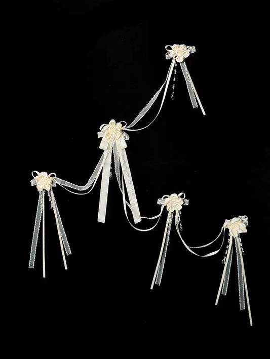 アクセサリーパープルセット / 花 赤 黒 ブローチ ベージュ ドレス