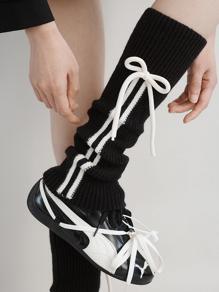 Leg Knit Bow-Tie Ribbed Colors) Warmers (4