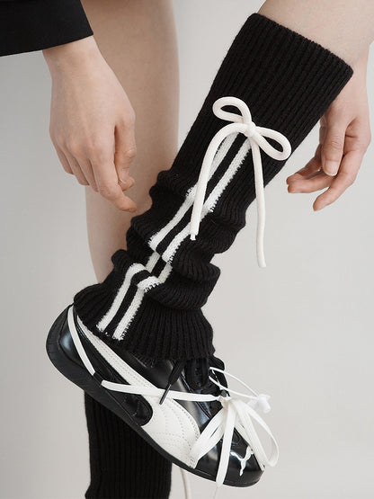 Leg Knit Bow-Tie Ribbed Colors) Warmers (4