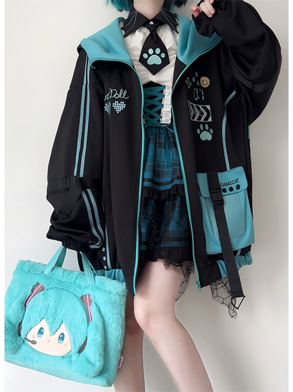 Lace-up Detail Black and Green Plaid Punk Lolita Corset Waist Overall Dress